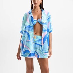 Cin Cin Dolce Blue Matching Set Troppo Bowling Shirt Breakers Boxer Shorts Small